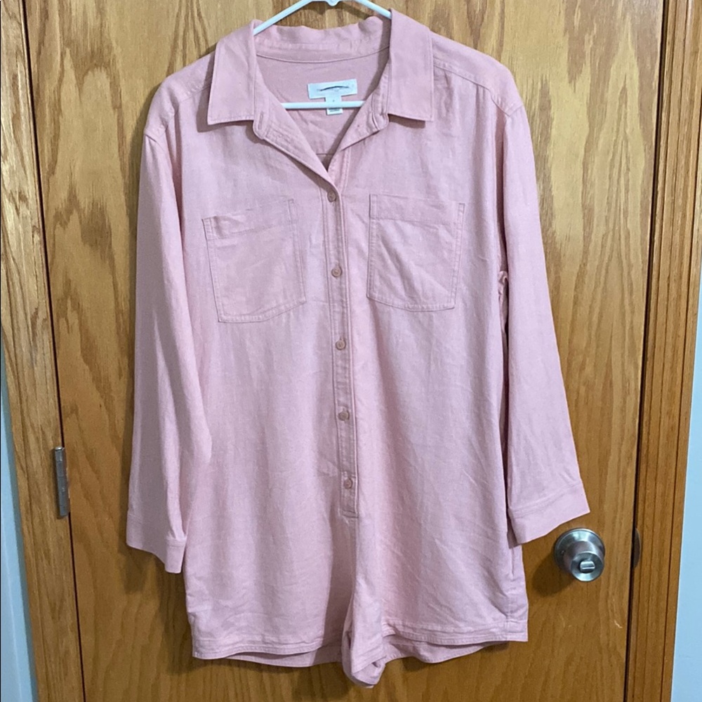 Treasure & Bond Blush Pink Long Sleeve Romper